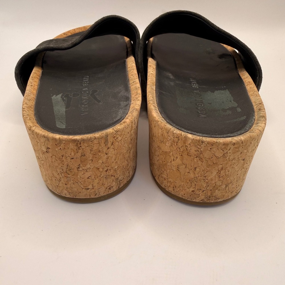 Veronica Beard Dresdyn Grey Suede Leopard Cork Platform Slide Sandals 7M - Picture 6 of 9